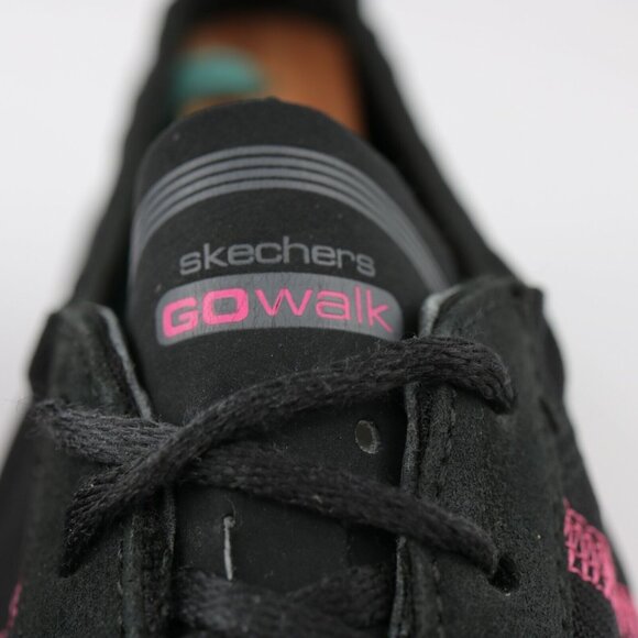 Skechers Womens Go Walk Nice Sneaker Size 7 Black Pink Active Shoe Comfy Casual - Picture 5 of 12